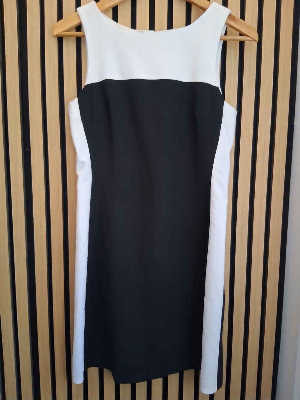 Classic Blue and Cream Sheath Dress - Sleeveless